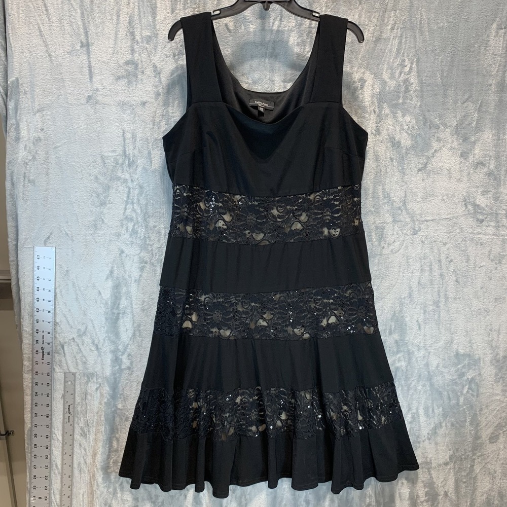 R&M Richards Womens Dress 18W Plus Black Lace Sleeveless Fit & Flare Goth Witchy